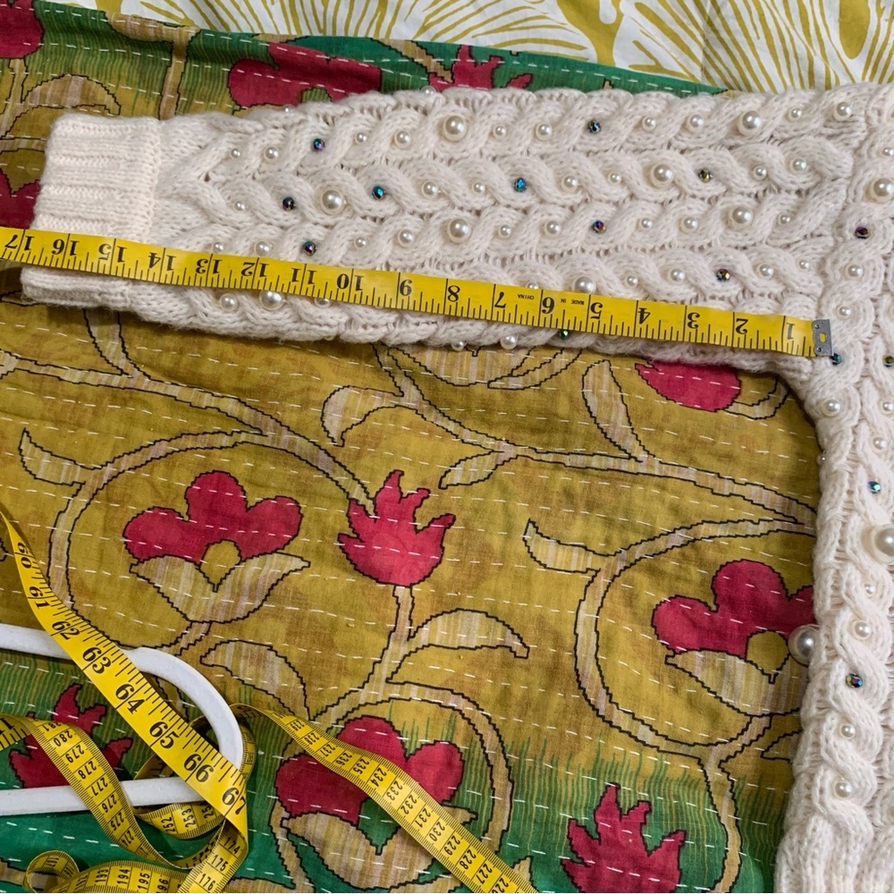 Maeve Anthropologie Party Pearl Embellished Knit Open Cardigan - Picture 13 of 16